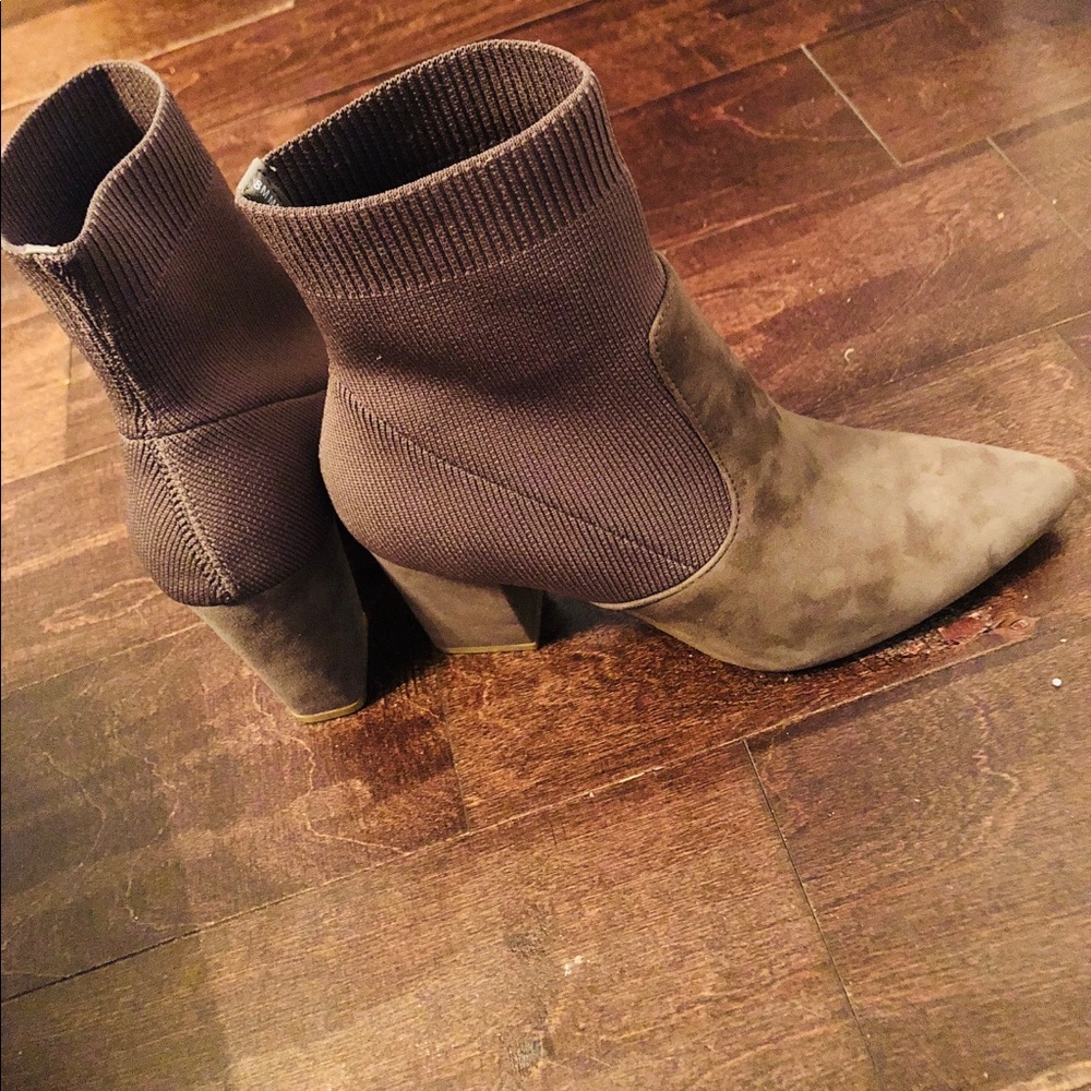 Womens Remy Suede Block Heel Sock Boot